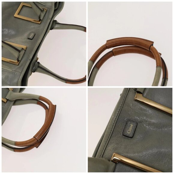 Chloe Etel Hand Bag Leather Gray Gold Auth ar13587 - Picture 16 of 16
